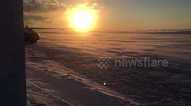 Sunrise at Channel Islands airport shut down by snow