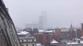 Central Manchester battered by storm snow from the beast from the east