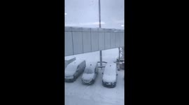 Snow covers Glasgow Airport after Storm Emma