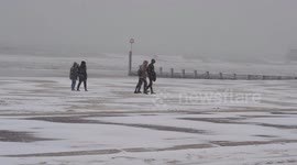 Bournemouth snowy beach 1 March 2018