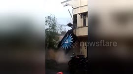Internet cafe in Indonesia collapses after torrential rain