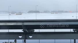 The snow clearing team at Glasgow Airport at work after The Beast From The East