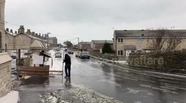 Ice on the roads on Portland Dorset