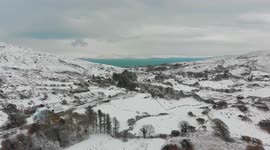 Caherdaniel Village in the Snow by air #StormEmma