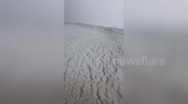 Sea freezes over in northeast Kent coast
