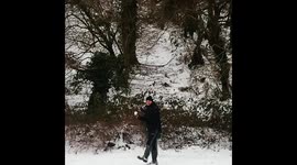 Slow motion snowball to the face