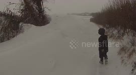 7 foot Snow drift cuts off road