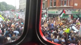 Free Palestine protesters outside Israeli embassy London