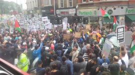 Free palestine protest in full swing outisde Israeli london embassy