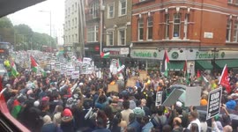 Free Palestine protesters outside Israeli embassy London