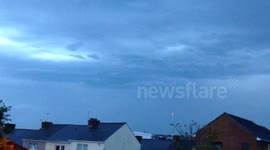 Bolt of lightening above the Plymouth incinerator Devon