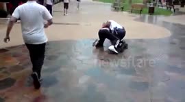 Security Officer Restrains Man