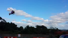 Cornwall air amblance arrives at derriford hospital plymouth devon