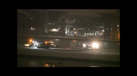 Airfield Operations team clearing the snow at London City Airport this evening