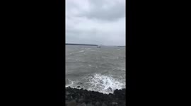 Storm Emma and a F10 east wind at holyhead marina