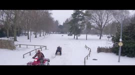 Watch man on DIY ski chair get towed by quad bike