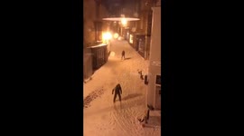 Sking down a street in Frome