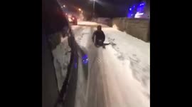 Just drove from church point to northseaton with Dev tied to a sled on the back