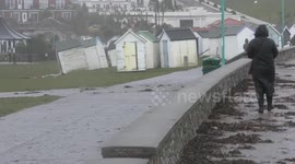 Storm Emma - Beach huts and walls damaged in Devon - 4K