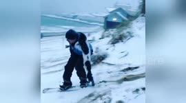 Newsflare Edit - Snowboarding on Fistral beach newquay cornwall
