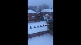 Dune buggy tows six child sledgers in Hampshire snow
