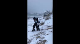 Snowboarding on Fistral beach