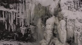 Beautiful footage of frozen waterfalls in northern England