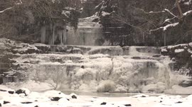Waterfall in the Yorkshire Dales turns into beautiful icefall
