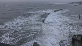 Flood alert at Cullercoats with Spring Tide and rough sea