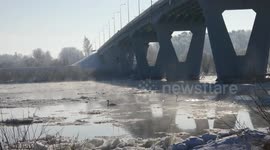 Birds surviving -15c freeze in river