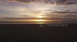 Drone flight at Sunset