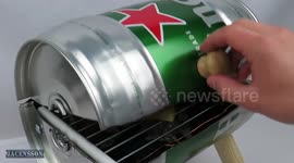 YouTuber creates DIY BBQ out of Heineken beer keg