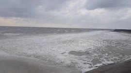 The sea was so cold in Cumbria's Morecambe Bay it froze