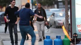 Exploding gas cylinder prank panics Beirut passers-by