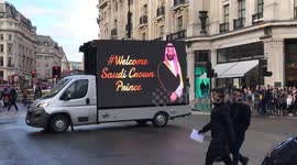Poster vans welcoming Saudi crown prince spotted in London