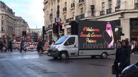 Poster vans welcoming Saudi crown prince spotted in London