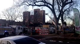 Aftermath of a Denver fire that brought to ashes a construction building.