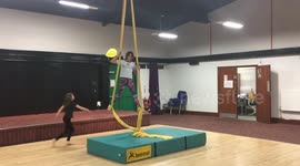 Circus kid on the aerial silks
