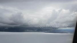 Madagascar's Cyclone Dumazile seen from plane above capital city Antananarivo