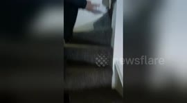 Newsflare Edit - dad and lad - lad gets pay back on dad while he's asleap with snow funny prank