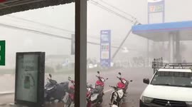 Tropical storm blows down power lines in Thailand