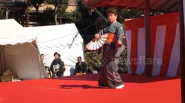 Japanese Traditional Dance in Cherry Blossom Festival in Umezono Park