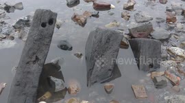 Shipwreck remains uncovered on Redcar Beach