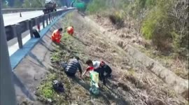 6万硬币撒高速 交警帮捡回5万多枚 损失近6千元