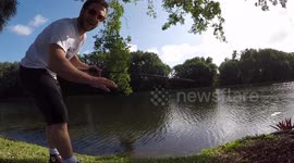 YouTuber sneaks in fishing before getting groceries