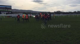 Last minute preparations on the course at the Cheltenham Festival 2018