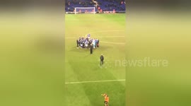 Newsflare Edit - Mick McCarthy apologises to his players in the middle of the pitch.