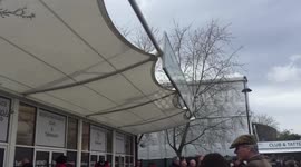 Racegoers queueing up on Ladies Day at the Cheltenham Festival 2018