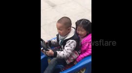 Boy, 3, drifts toy car with a vengeance