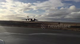 US Air Force C-5 takes off from Keflavik Airport Iceland